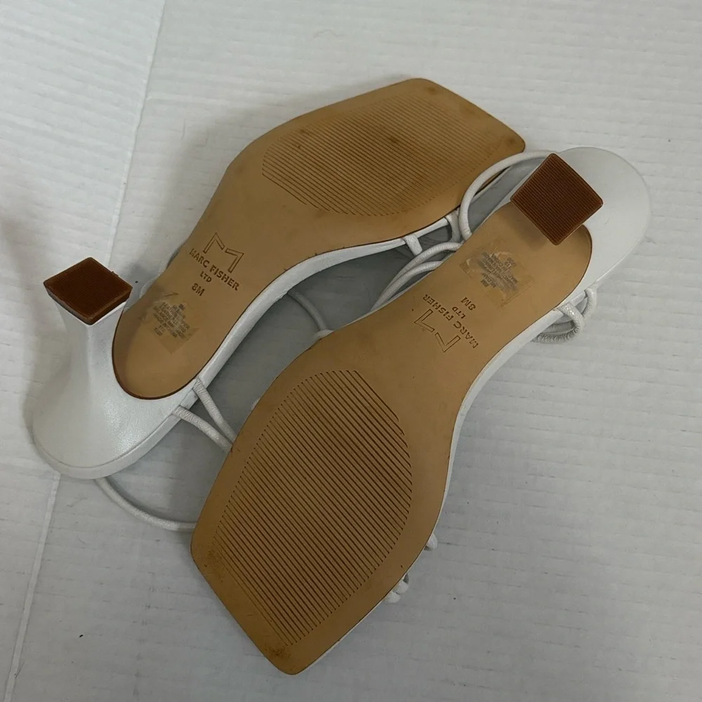 Marc Fisher LTD - Davia Heeled Sandal - White - Size 8M - Well Loved - Picture 7 of 9